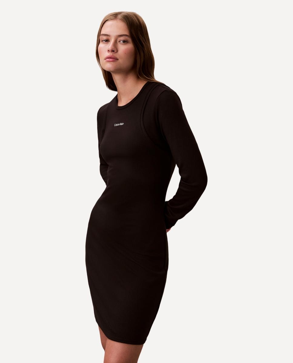 Vestido Mini com Logótipo Preto-5