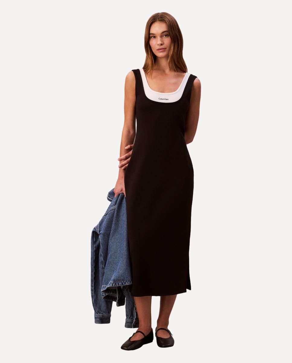 Vestido Midi de Alças Preto-1