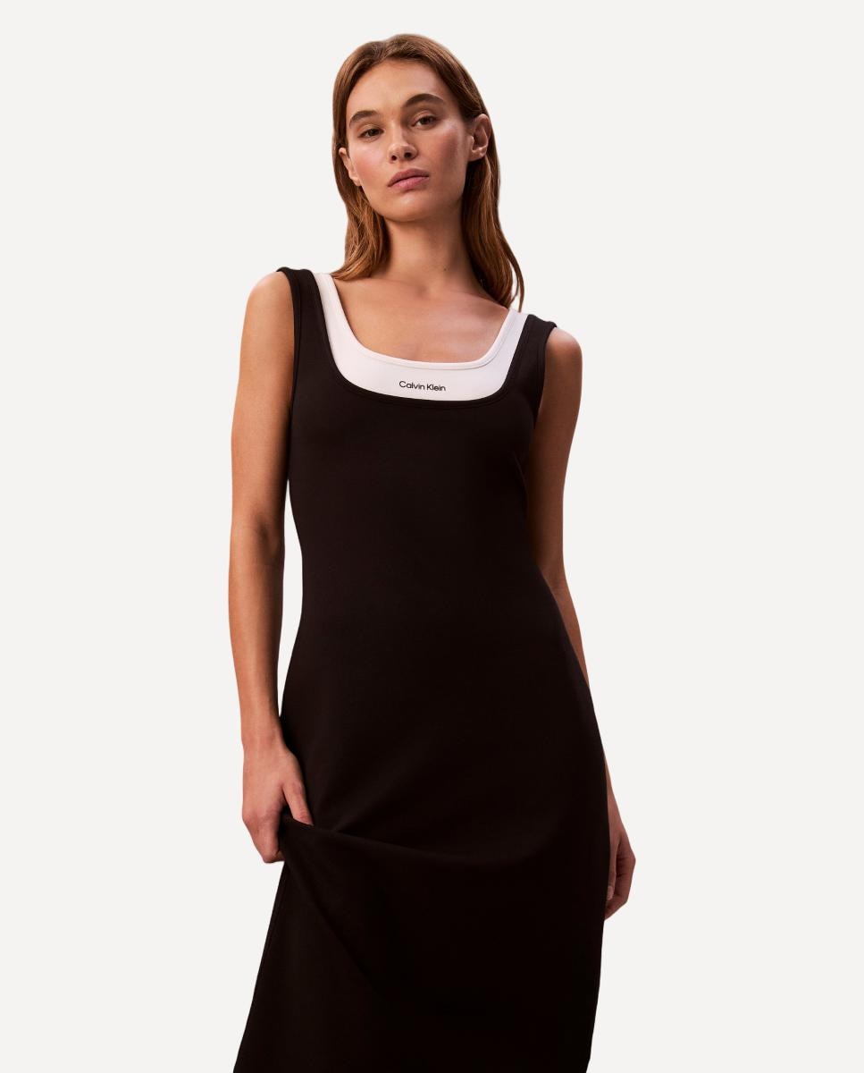 Vestido Midi de Alças Preto-2