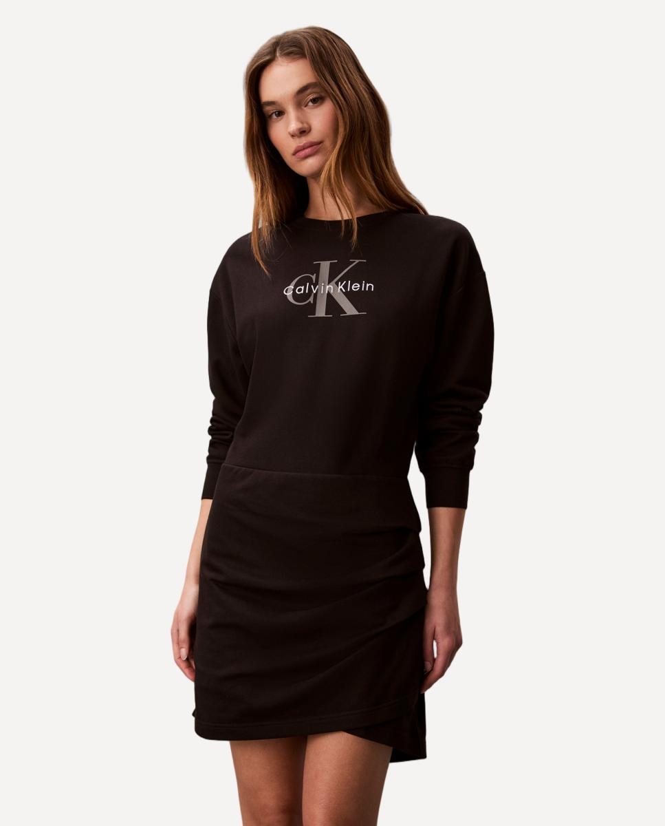 Vestido Tipo Sweatshirt Preto-2