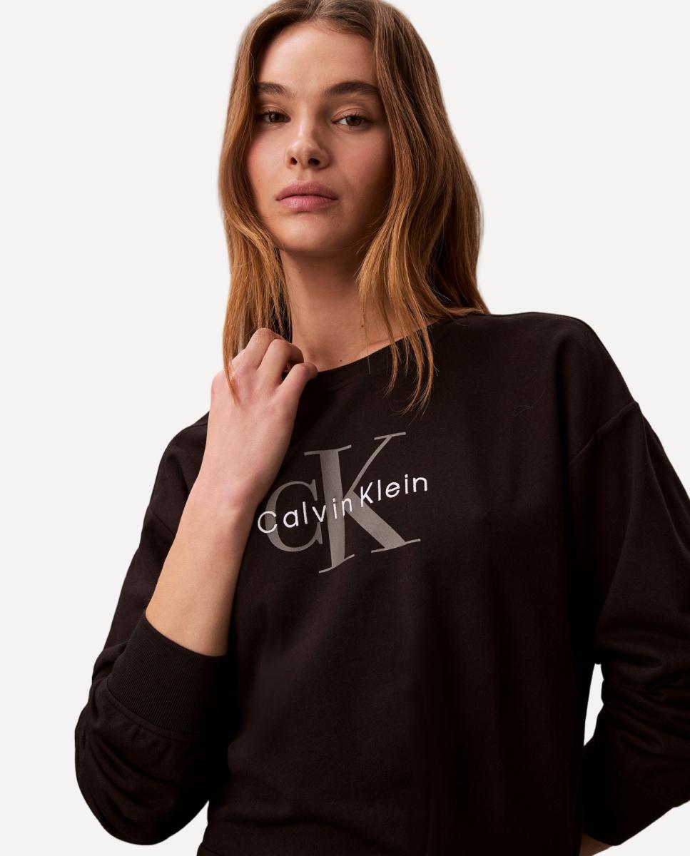 Vestido Tipo Sweatshirt Preto-3