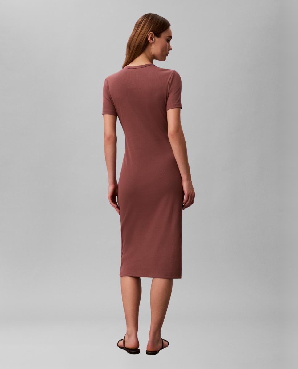 Vestido Midi com Logótipo Castanho-3