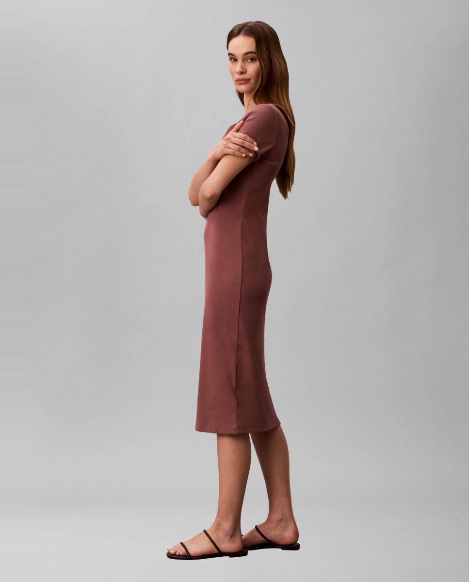 Vestido Midi com Logótipo Castanho-4