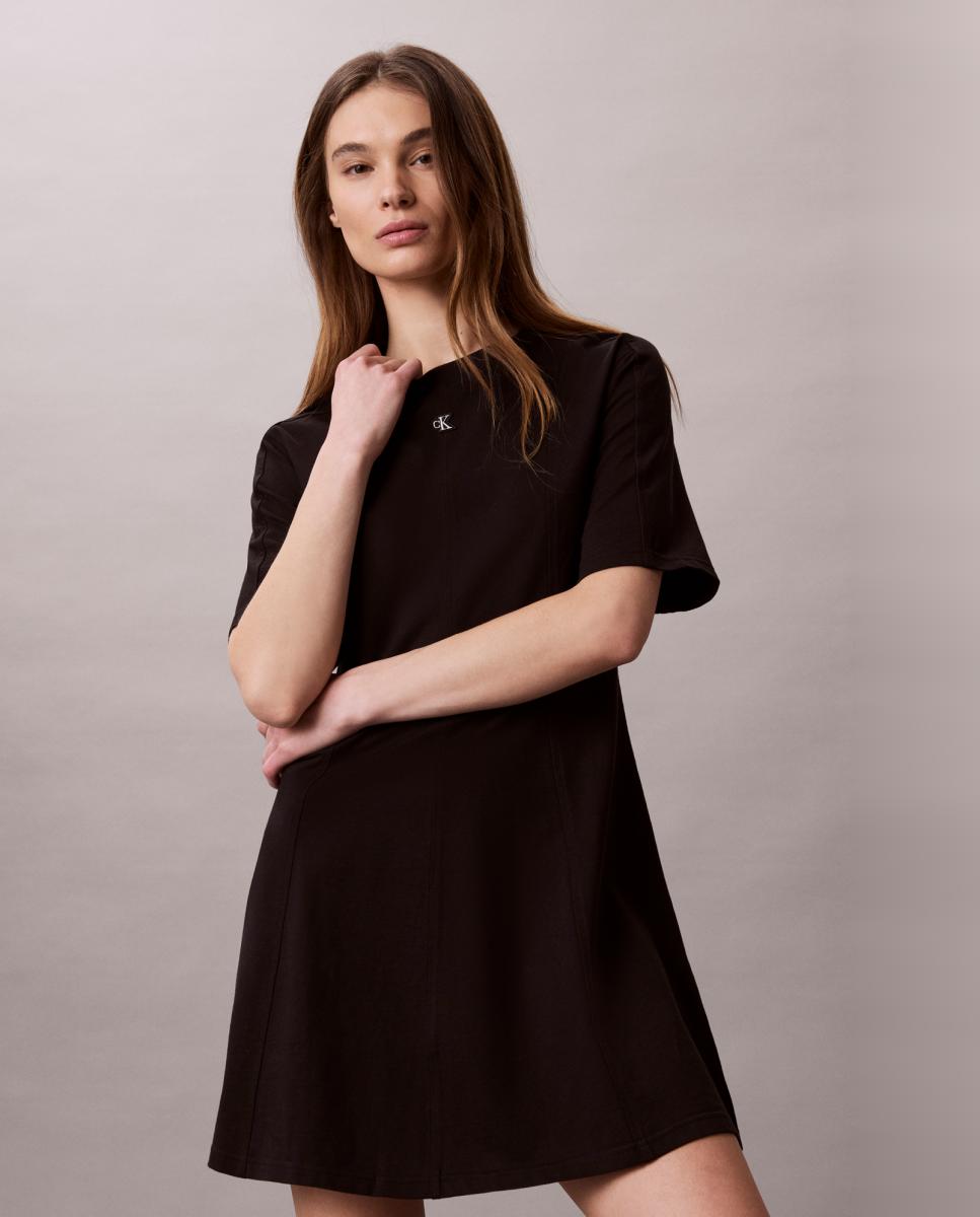 Vestido Curto com Costuras Preto-2