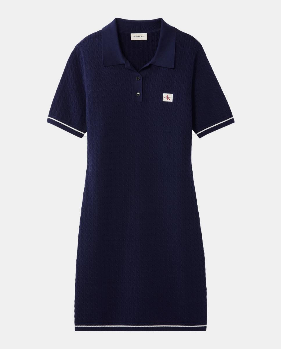 Vestido Curto com Malha do Cabo Fina Azul-marinho-7