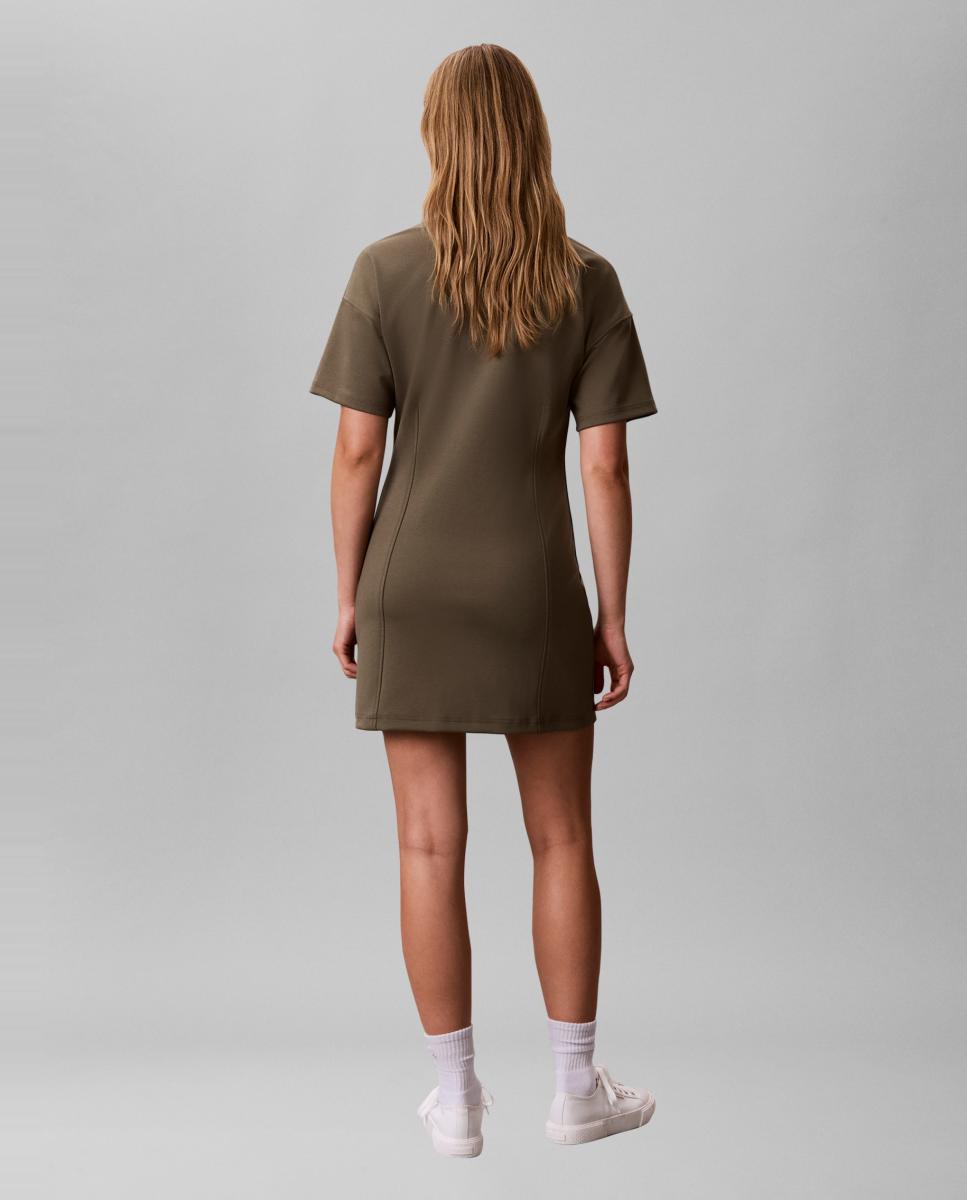 Vestido Estilo Scuba com Logótipo Verde pardo-2