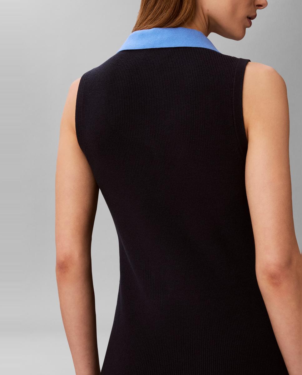 Vestido de Malha com Colarinho de Polo Azul-marinho-4