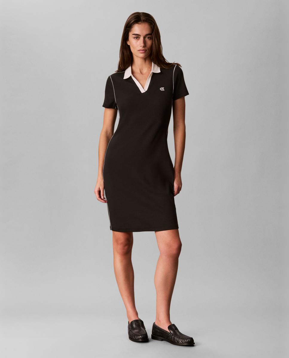 Vestido midi de mujer baby rib - Calvin Klein Jeans - Negro Negro-1