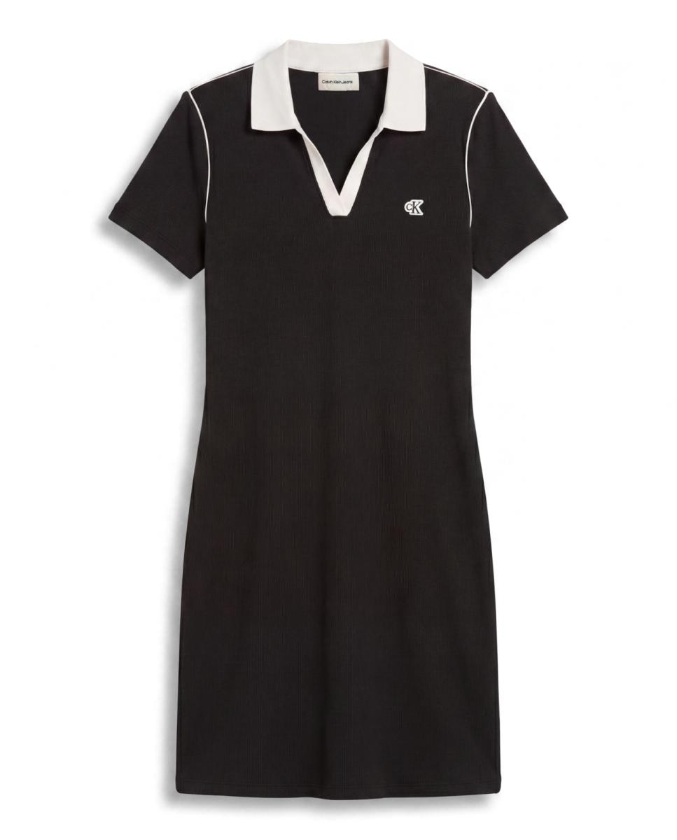 Vestido midi de mujer baby rib - Calvin Klein Jeans - Negro Negro-7