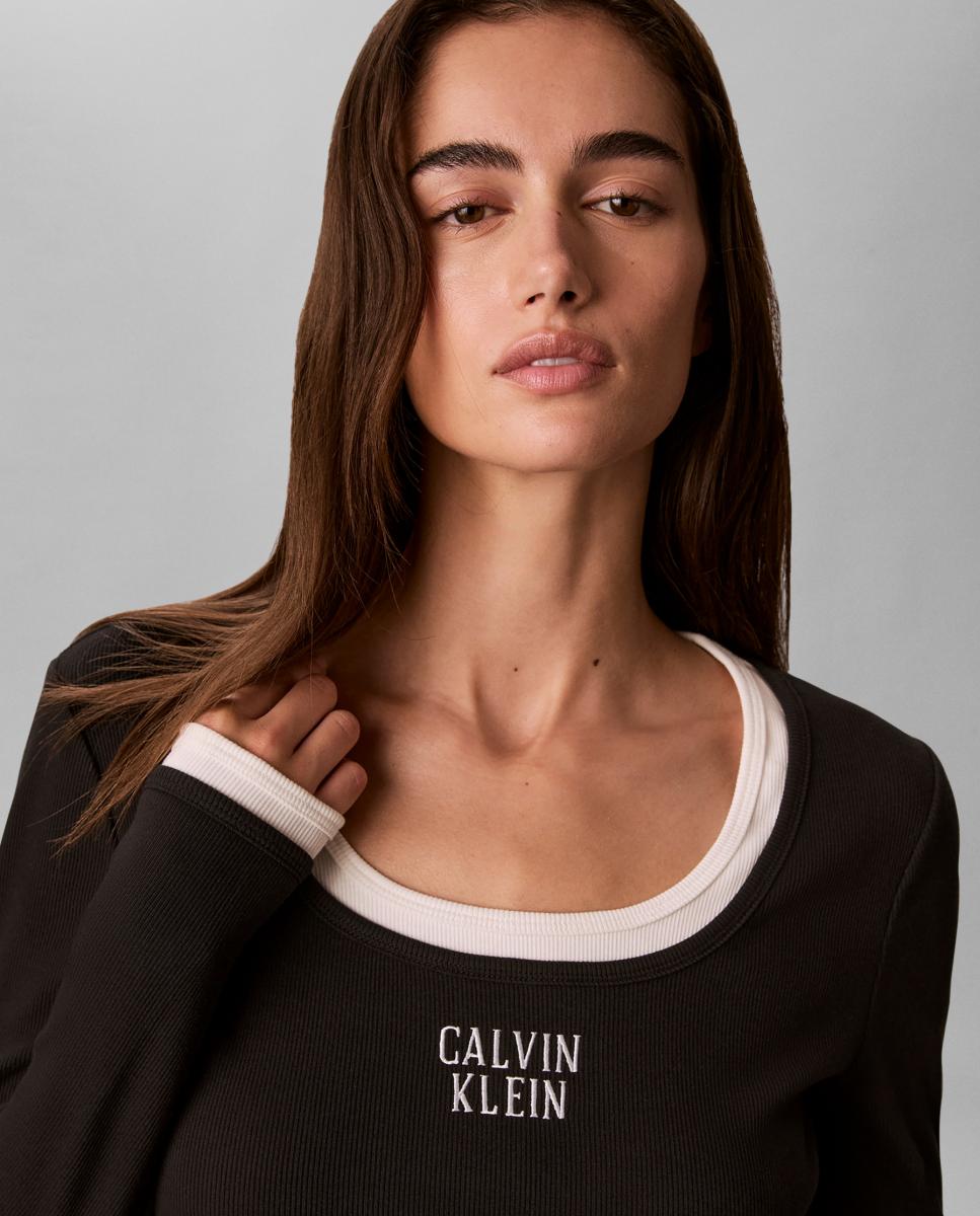 Vestido midi de mujer baby rib - Calvin Klein Jeans - Negro Negro-4