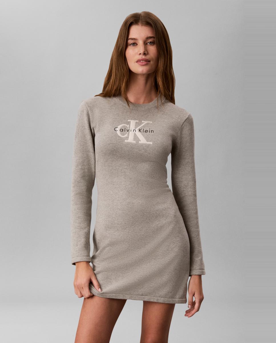 Vestido Mini com Logótipo Cinzento-claro-2