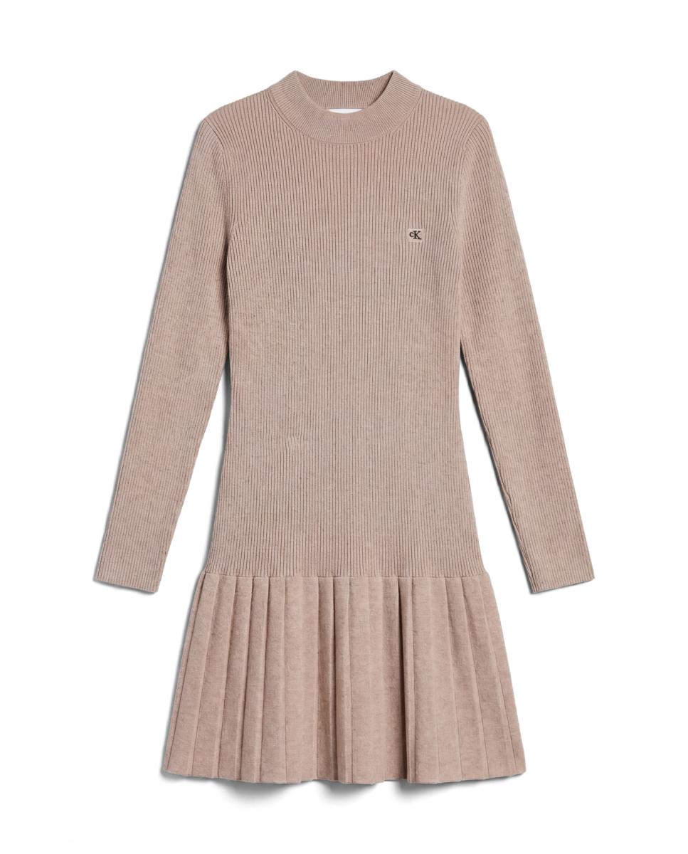 Vestido mini de mujer canalé - Calvin Klein Jeans - Beige Beige-6