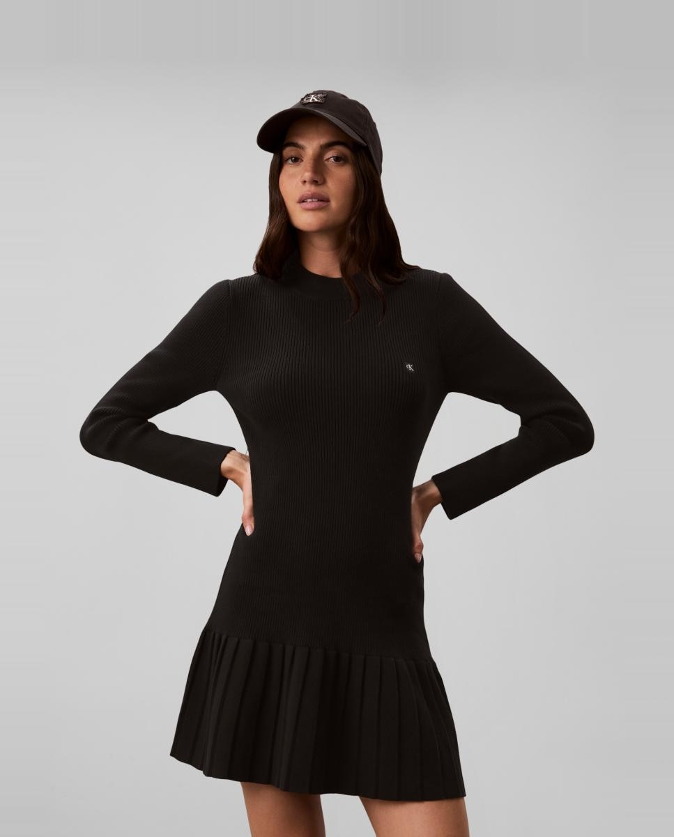 Vestido mini de mujer canalé - Calvin Klein Jeans - Negro Negro-2