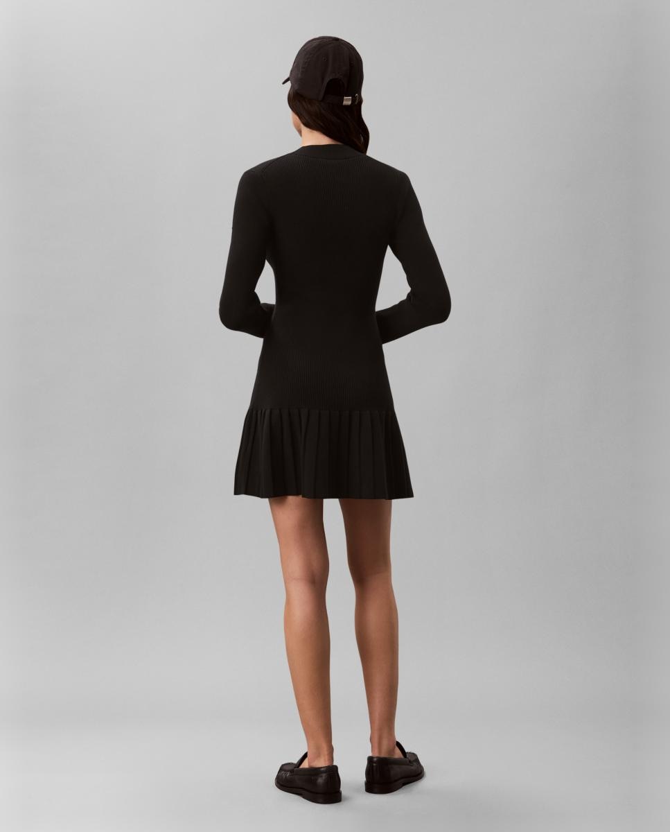 Vestido mini de mujer canalé - Calvin Klein Jeans - Negro Negro-3