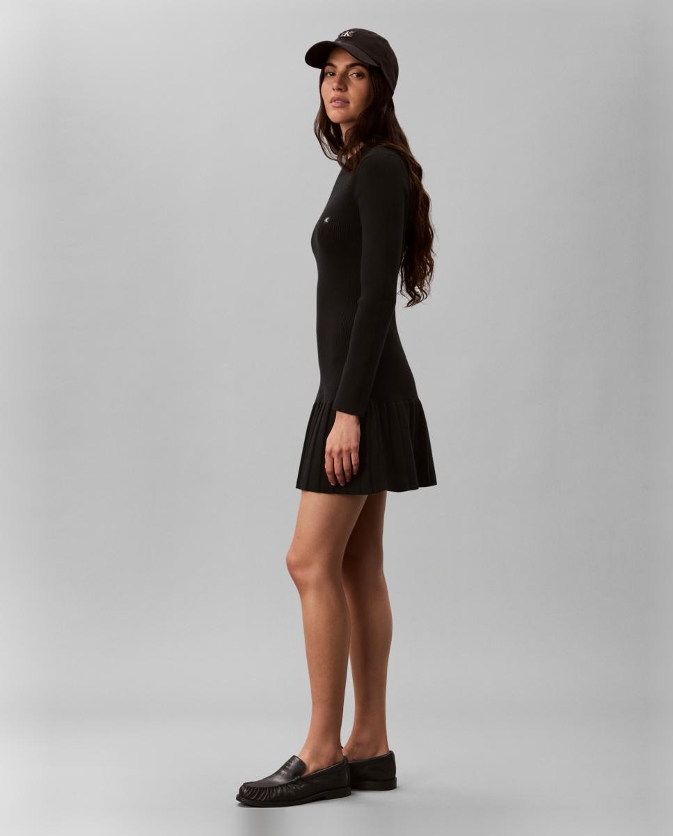Vestido mini de mujer canalé - Calvin Klein Jeans - Negro Negro-6