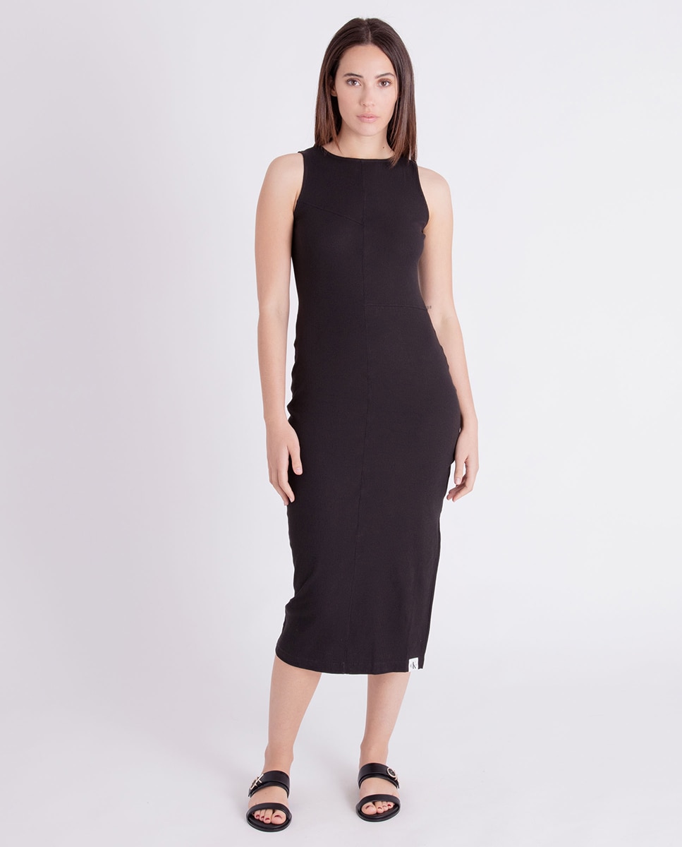Vestido Slim sem Mangas Preto-1