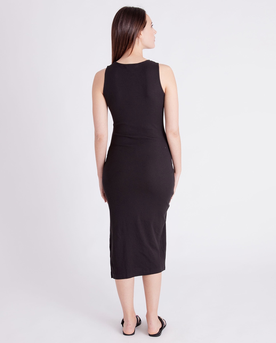Vestido Slim sem Mangas Preto-2