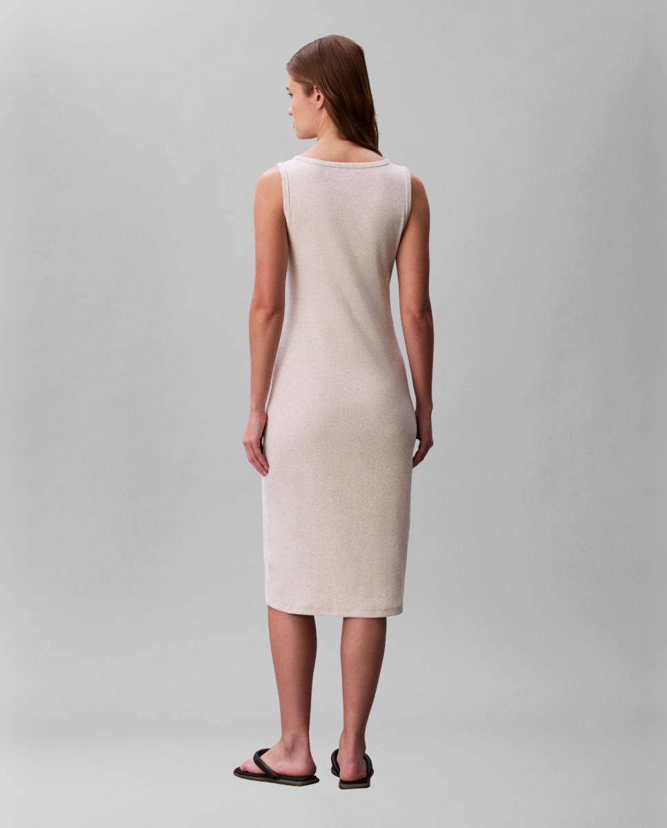Vestido Comprido Canelado Creme-3