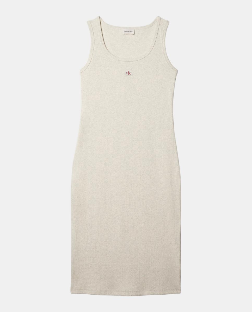 Vestido Comprido Canelado Creme-5