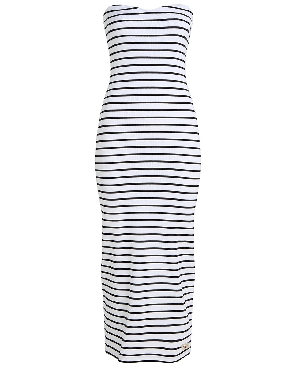 Vestido com Decote Caicai Canelado Branco-4