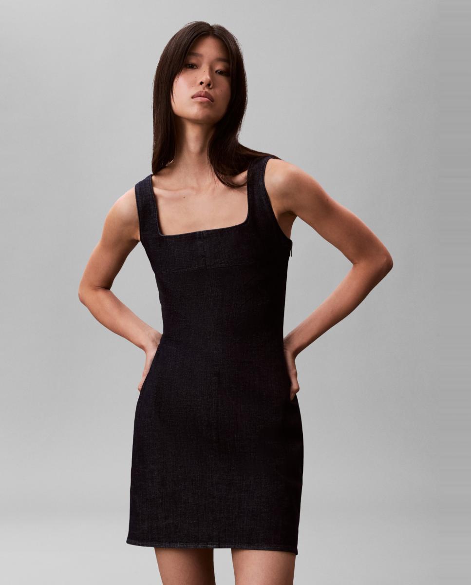 Vestido Curto de Ganga Azul-2