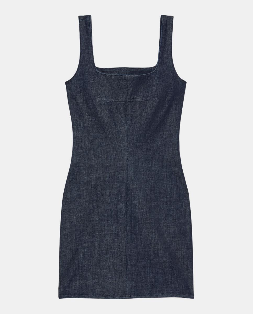 Vestido Curto de Ganga Azul-5