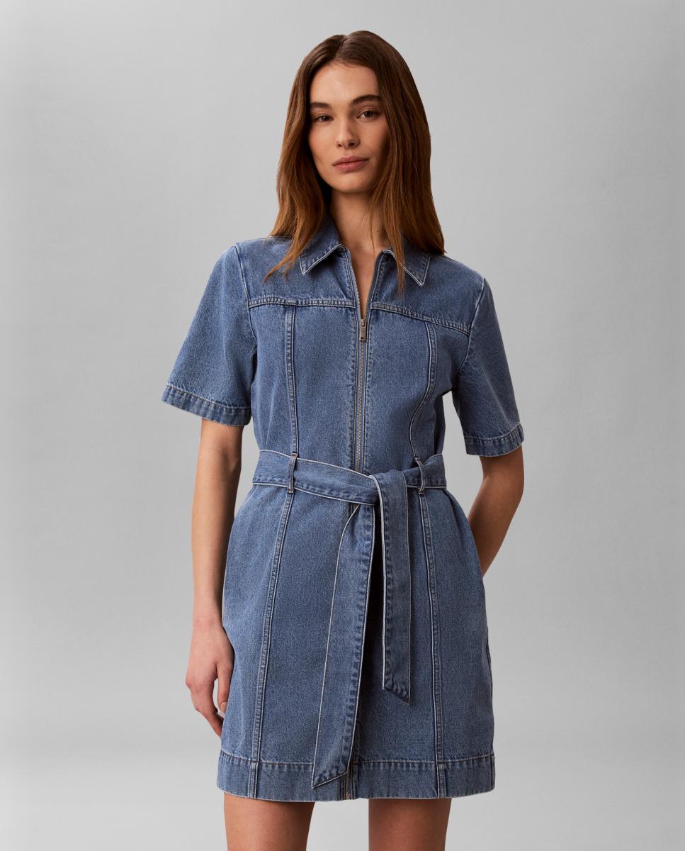 Calvin Klein Jeans - Vestido vaquero mujer con cinturón.
