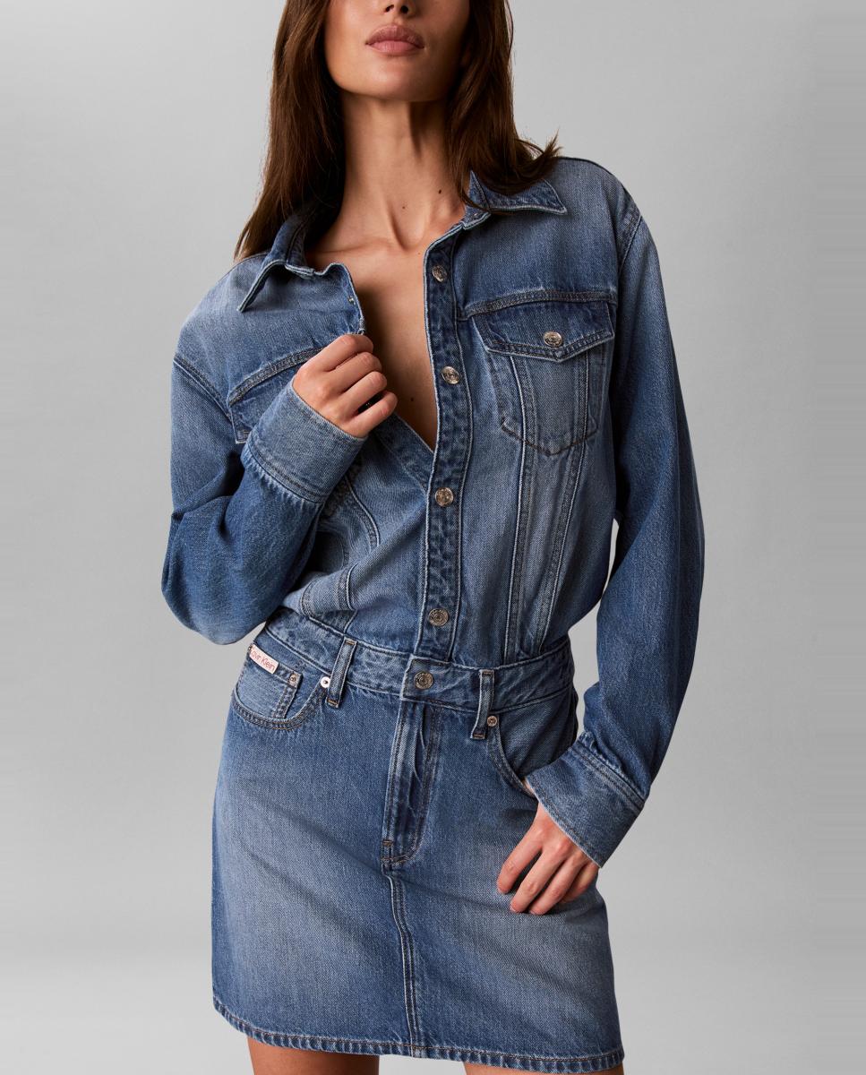 Vestido Mini Trucker de Ganga Azul-6