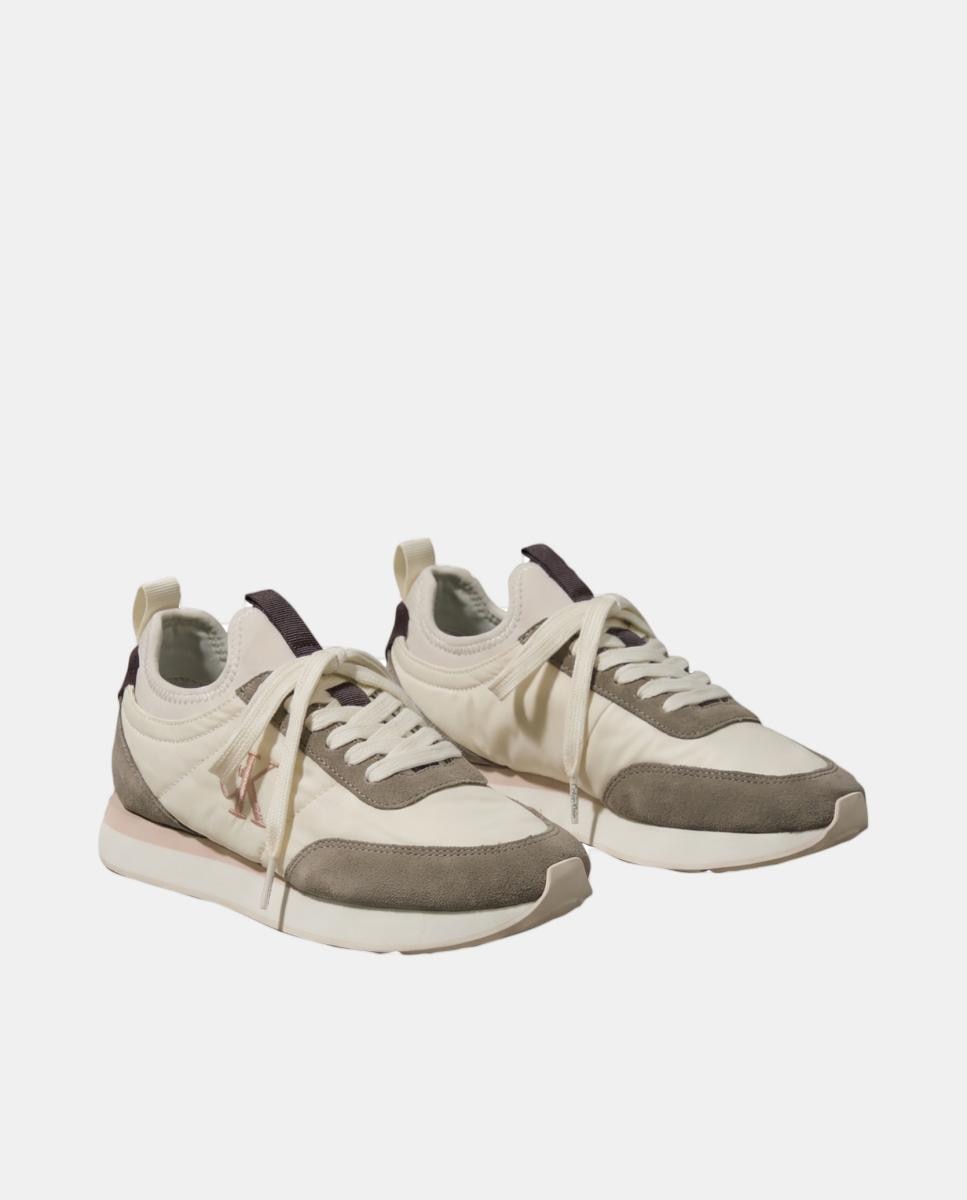 Sapatilhas Estilo Runner com Logótipo Creme-2