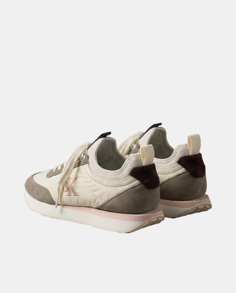 Sapatilhas Estilo Runner com Logótipo Creme-3