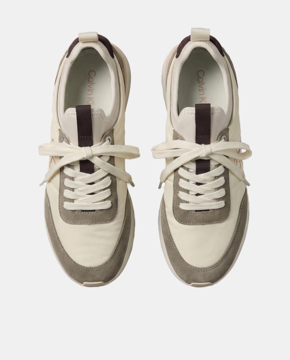 Sapatilhas Estilo Runner com Logótipo Creme-4