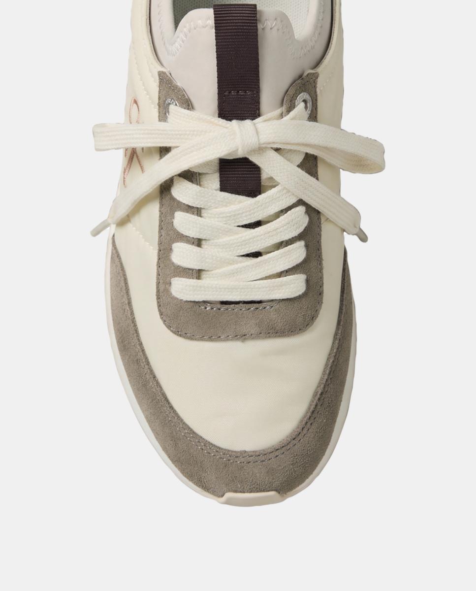 Sapatilhas Estilo Runner com Logótipo Creme-6
