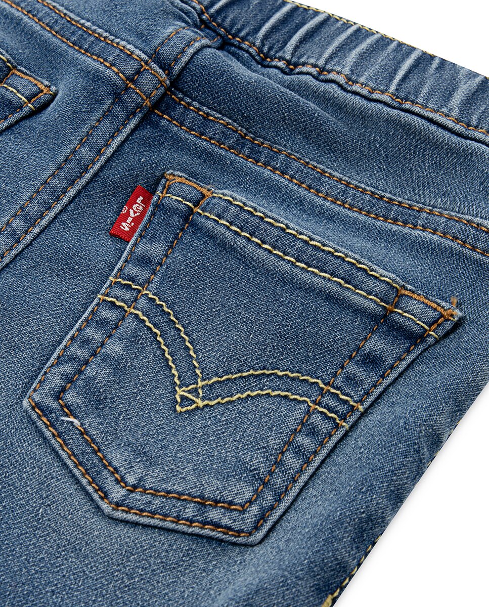 Calças Dobby de Corte Slim Fácil de Vestir de Bebé Levi's Azul-3