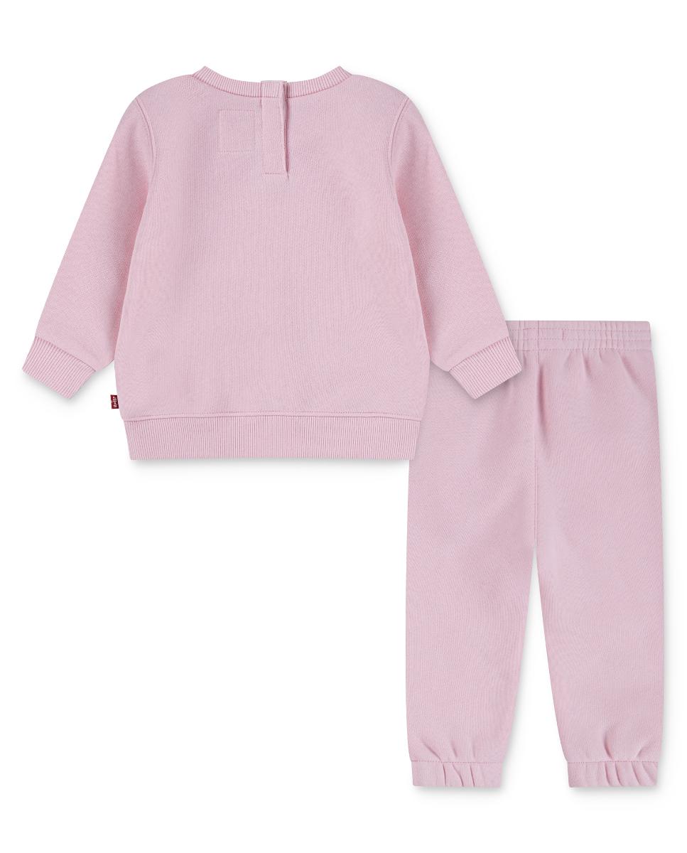 Conjunto de 2 Peças (Sweatshirt de Gola Redonda e Joggers) Core Batwing de Bebé Levi's Rosa-2