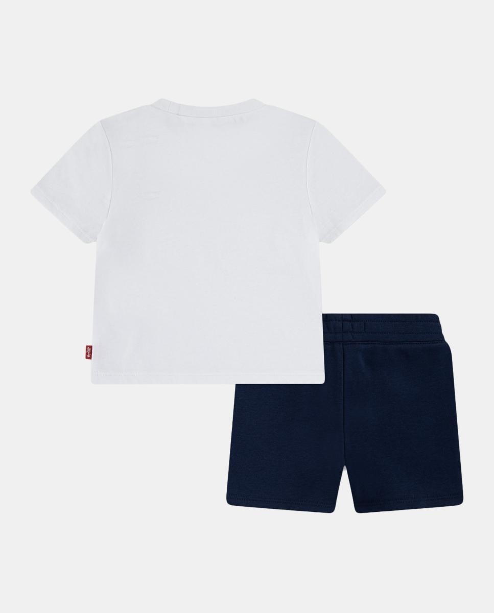 Conjunto de 2 Peças: T-shirt de Morcego e Calções de Malha Branco-2
