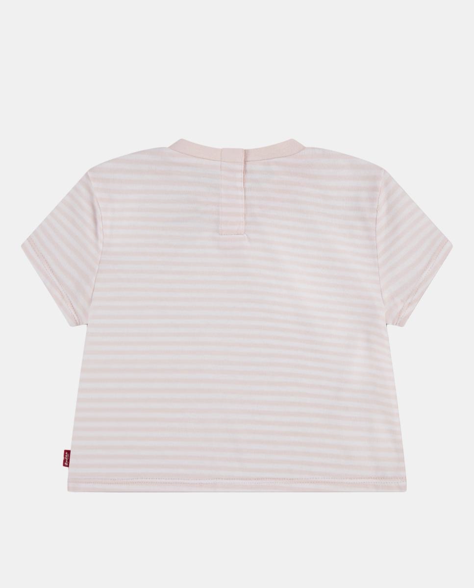 T-shirt Mini Morcego às Riscas Rosa-2