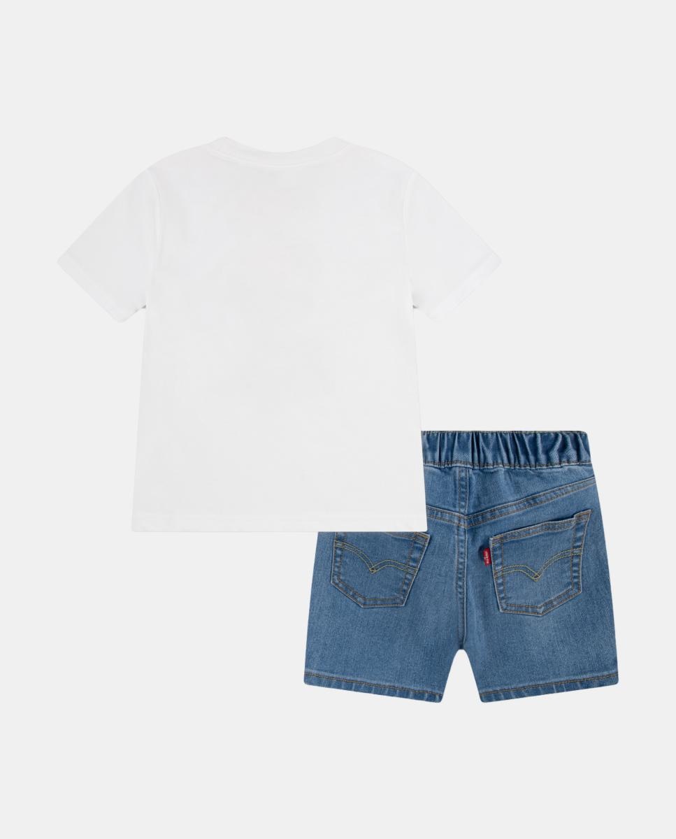 Conjunto de 2 Peças: T-shirt Skater e Calções de Ganga Levi's Branco-2