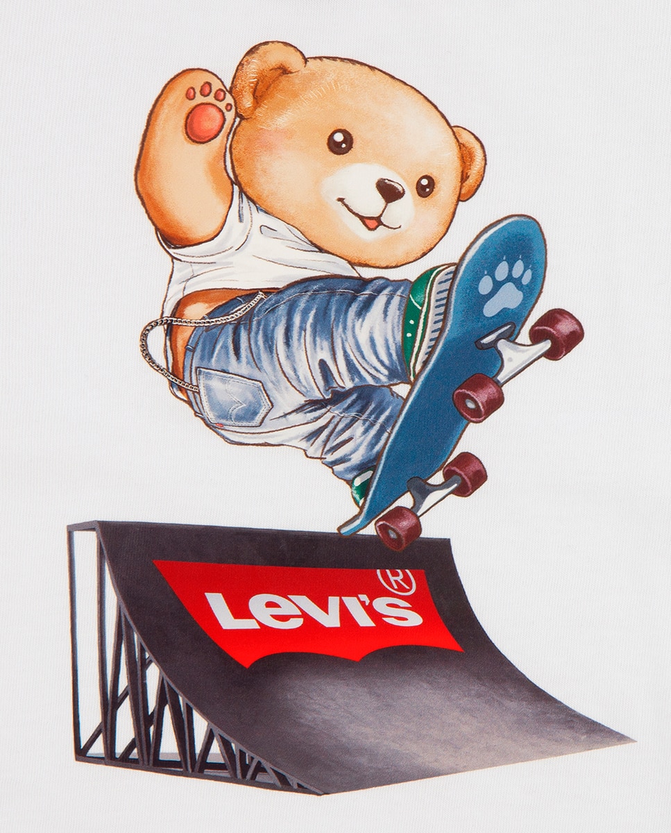 Conjunto de 2 Peças: T-shirt Skater e Calções de Ganga Levi's Branco-3