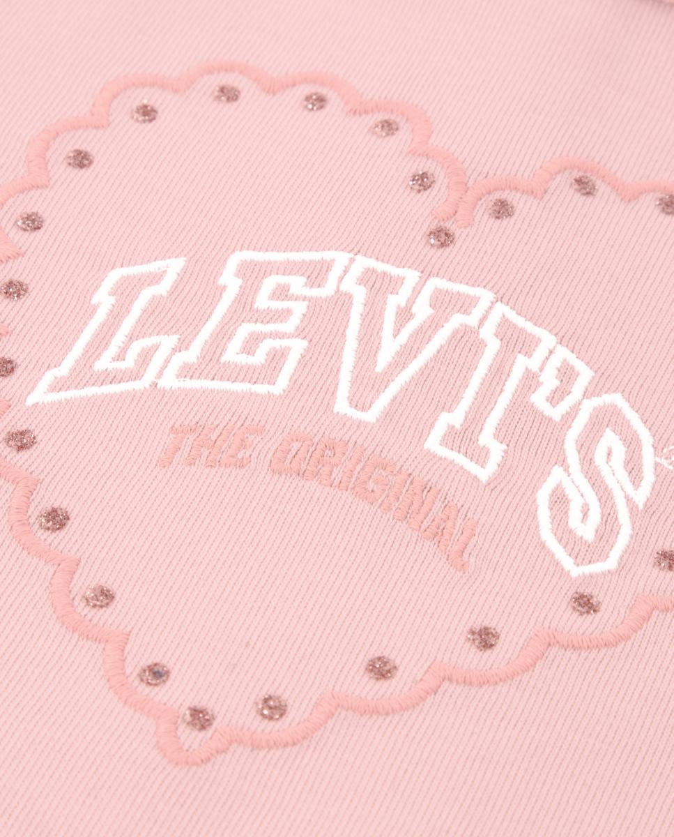 Camisola de Malha com Decote Redondo, Coração e Manga Comprida Levi's Rosa-3
