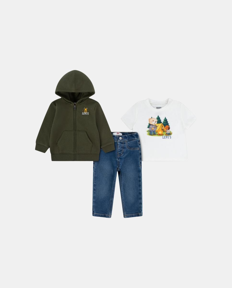 Imagem 0 de Conjunto de 3 Peças de Macacão, Sweatshirt com Capuz e Jeans Campfire