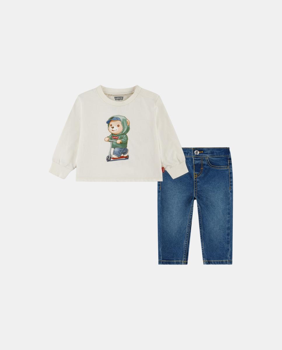 Imagem 0 de Conjunto de 2 Peças de Camisola de Manga Comprida e Jeans