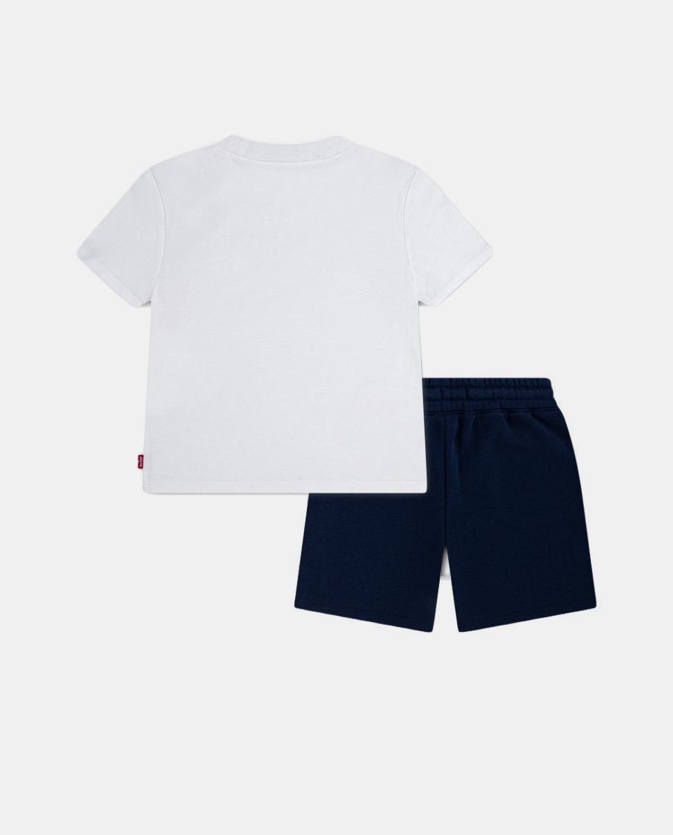 Conjunto de 2 Peças: T-shirt de Morcego e Calções de Malha Branco-2