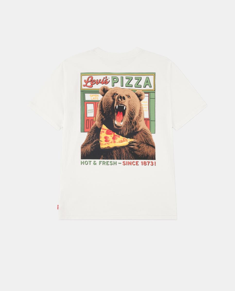 T-shirt com Urso Amante de Pizza Levi's Branco-2