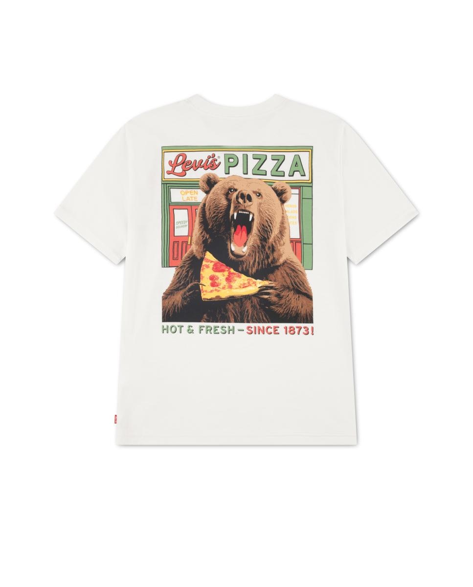 T-shirt com Urso Amante de Pizza Levi's Branco-2