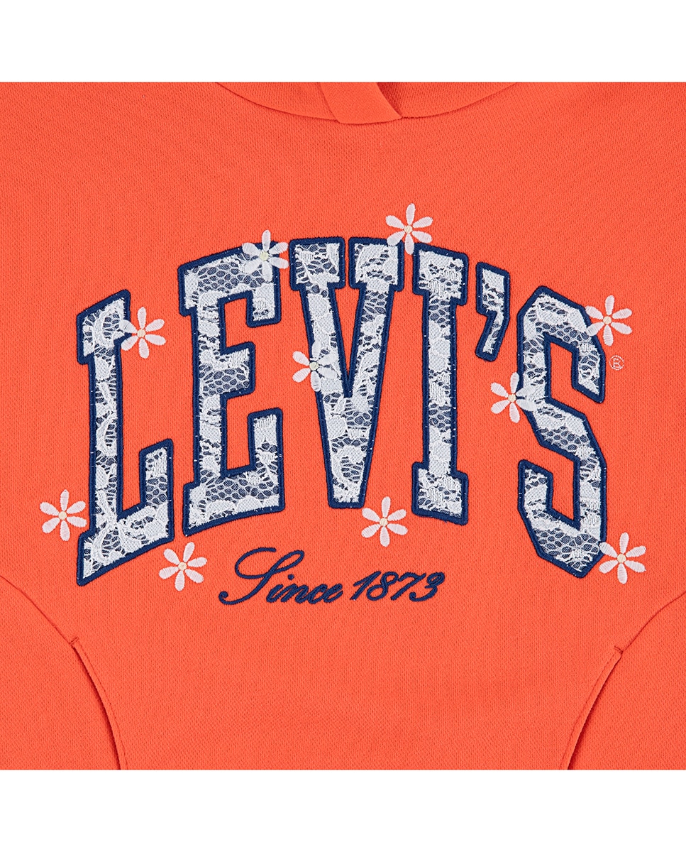 Sweatshirt com Capuz Extra Grande com Logótipo Gráfico Laranja-3