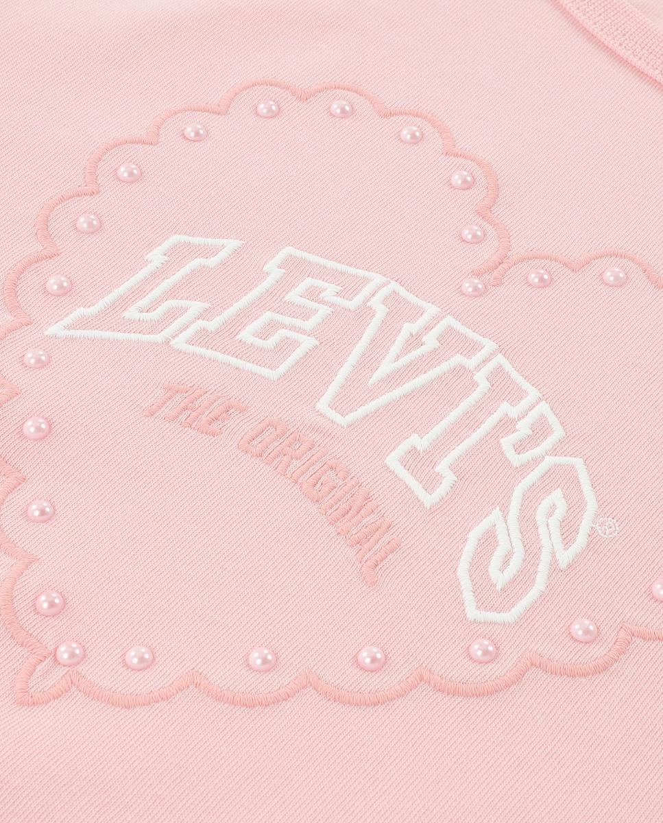 Camisola de Malha com Decote Redondo, Coração e Manga Comprida Levi's Rosa-3