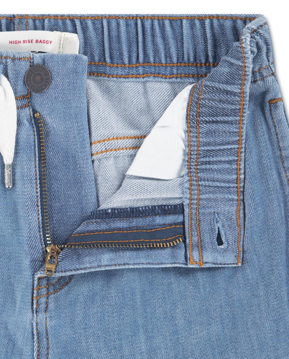 Jeans Folgadas de Cintura Subida e Suave Azul-3