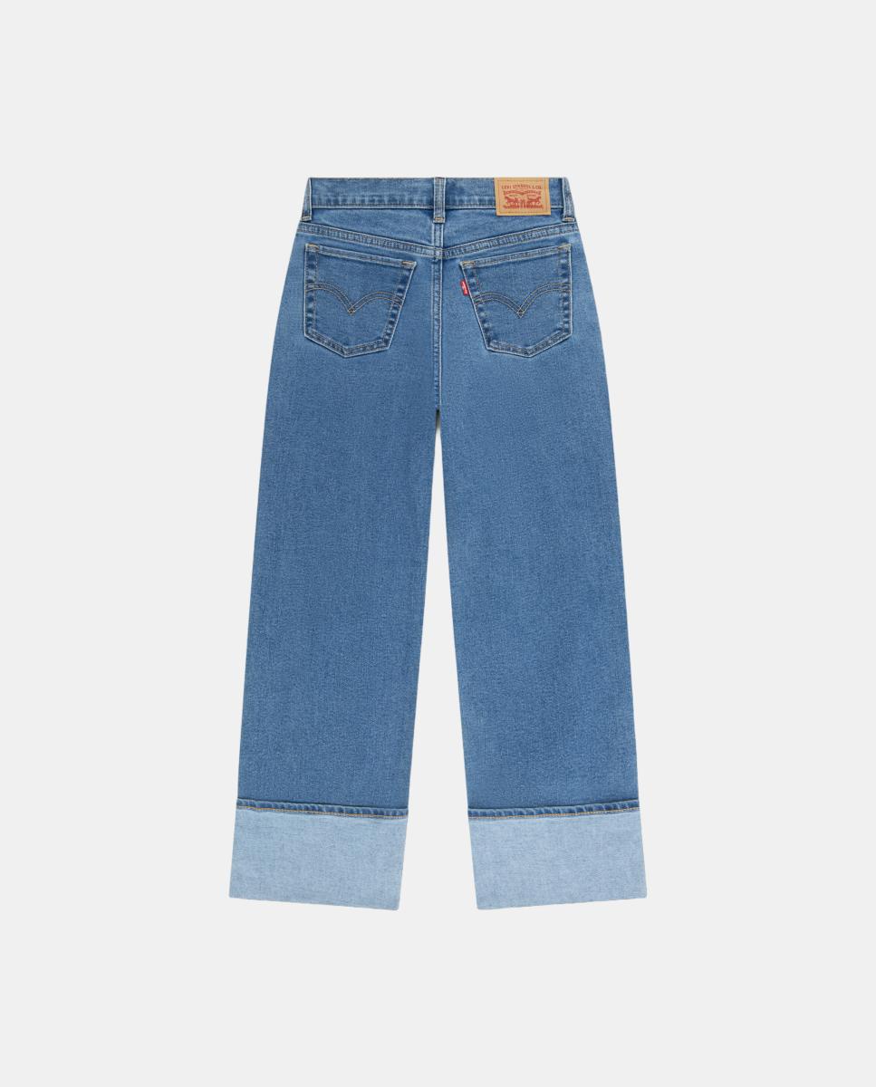 Jeans com Bainha Enrolada e Perna Larga Levi's Azul-2