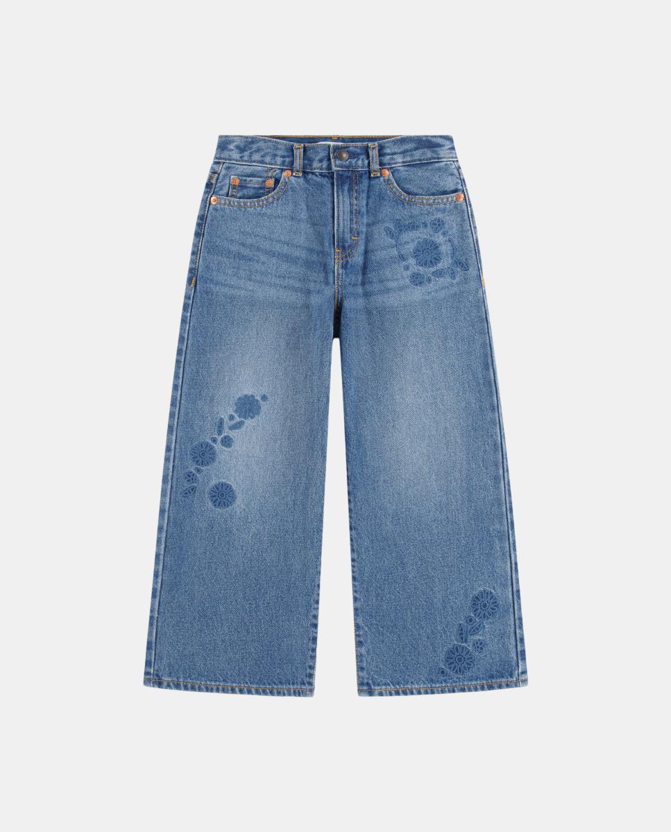 Imagem 0 de Jeans Folgadas de Cintura Subida com Bordados
