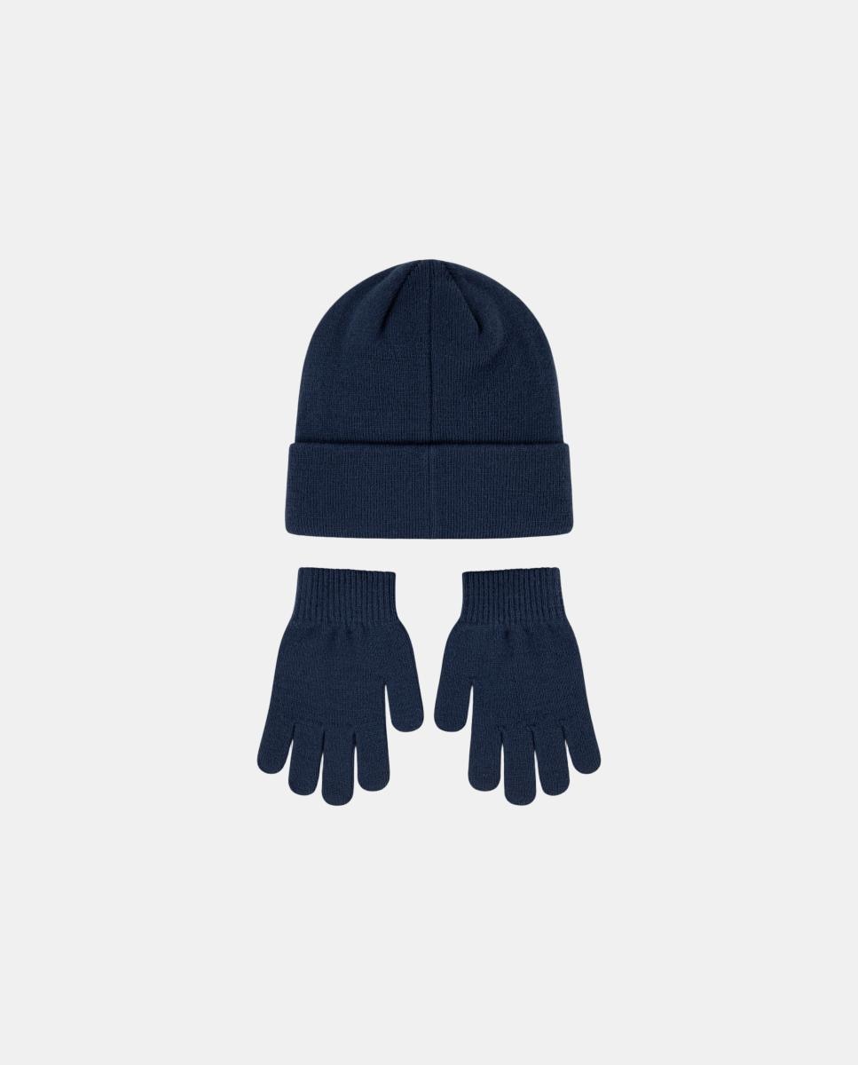 Conjunto de Gorro e Luvas de 2 Peças Azul-2
